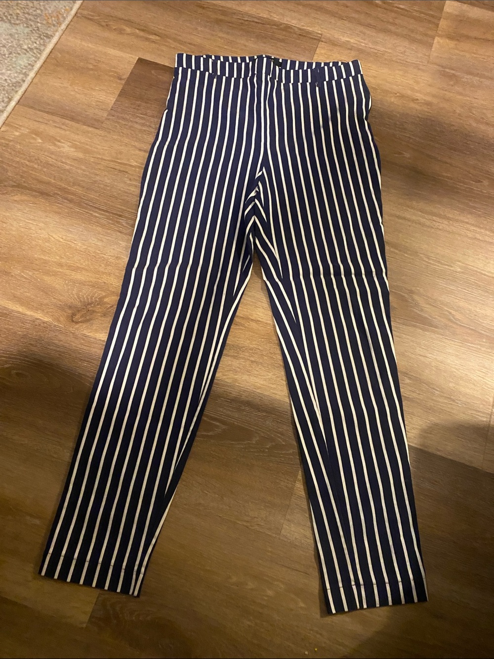 Forever 21 Navy and White Striped Trousers